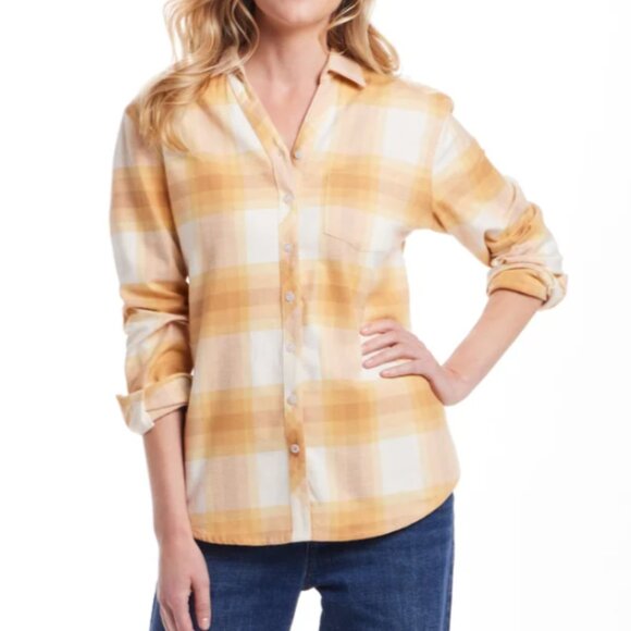 Weatherproof Vintage Women's Flannel Shirt Yellow size XXL - Picture 2 of 9